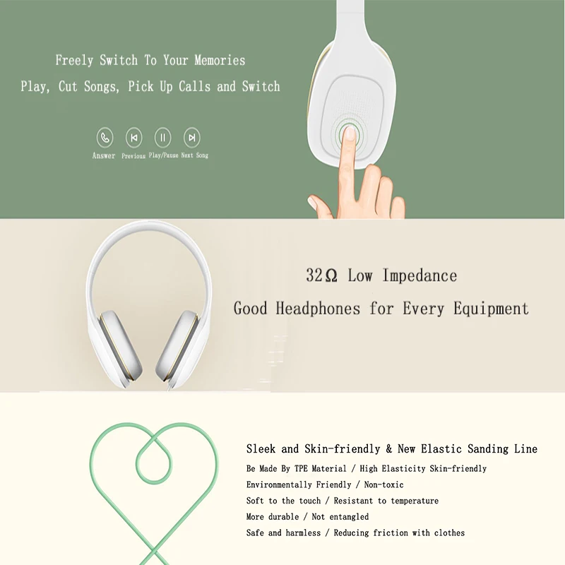  Original Xiaomi Headphone Easy Version 3.5mm Sterero Music HiFi Mi Headset Comfort Easiness Earphon