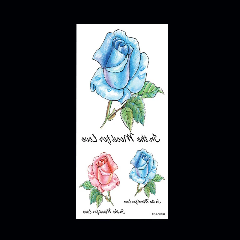 Временные тату наклейки из хны с синей розой 1 шт.|flower arm|arm shoulderrose temporary tattoo |
