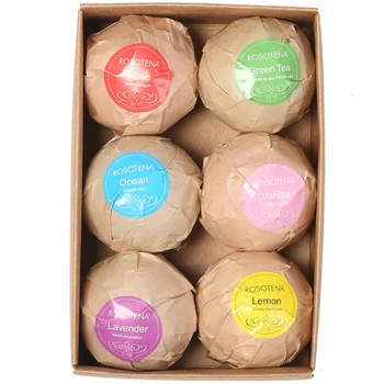 

6PCs Stress Relief Natural Bubble Shower Bombs Ball Bath Salt Body Essential Oil Bath Ball Body Skin Whitening Ease Relax 60g