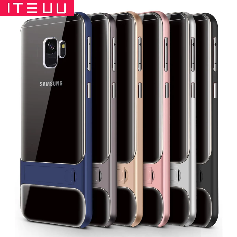 ITEUU S9/S9PLUS PC TPU чехол с подставкой для samsung Galaxy S9 S9 Plus чехол s Мягкие силиконовые прозрачные чехлы с подставкой