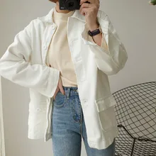 2 цвета, весна и осень, однотонные джинсовые куртки с длинным рукавом, Женские базовые пальто(A9403