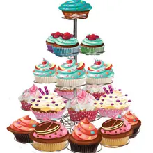 4 яруса 23 чашки Металл кекс стенд стеллаж в форме рождественской ёлки подставка для торта вечерние Дисплей инструмент Кухня банковской аксессуары