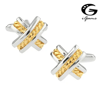 

iGame Business Cuff Links Quality Brass Material Golden Color Rope Design Free Shipping