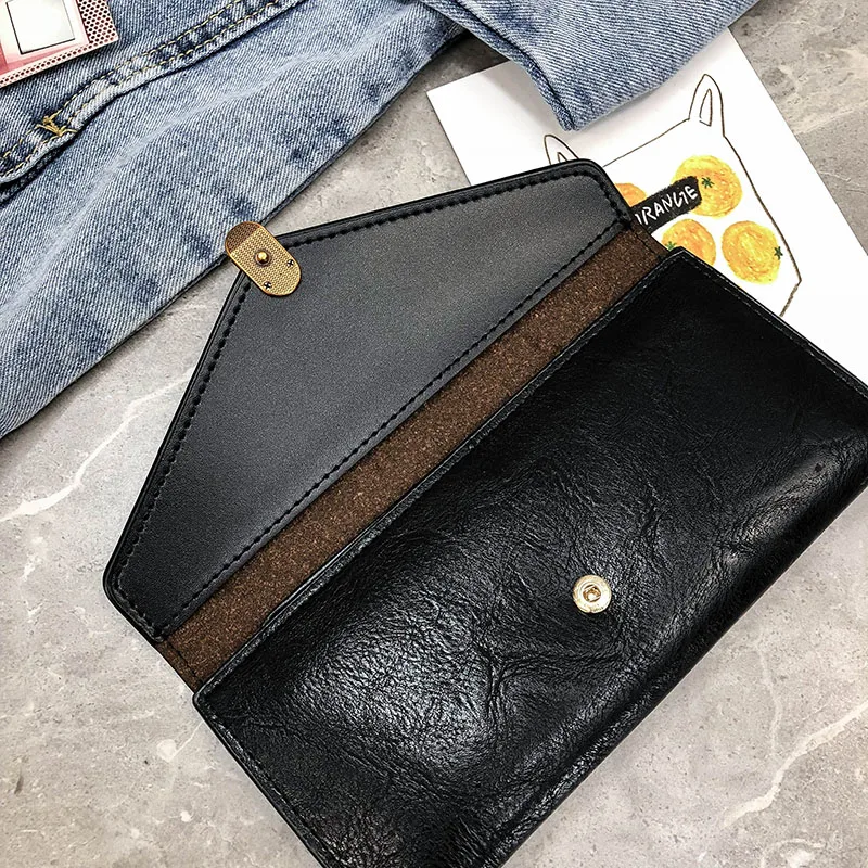 Vintage Long Solid Luxury Brand Women Wallets Fashion Hasp Leather Wallet Female Purse Clutch Money Women Wallet Coin Purse