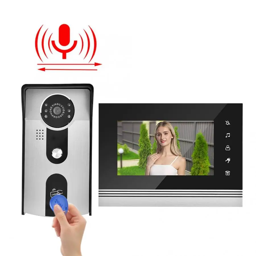 7 дюймов Цвет ЖК-дисплей сенсорная кнопка дверной звонок с видеокамерой домофон Системы pulsante campanello