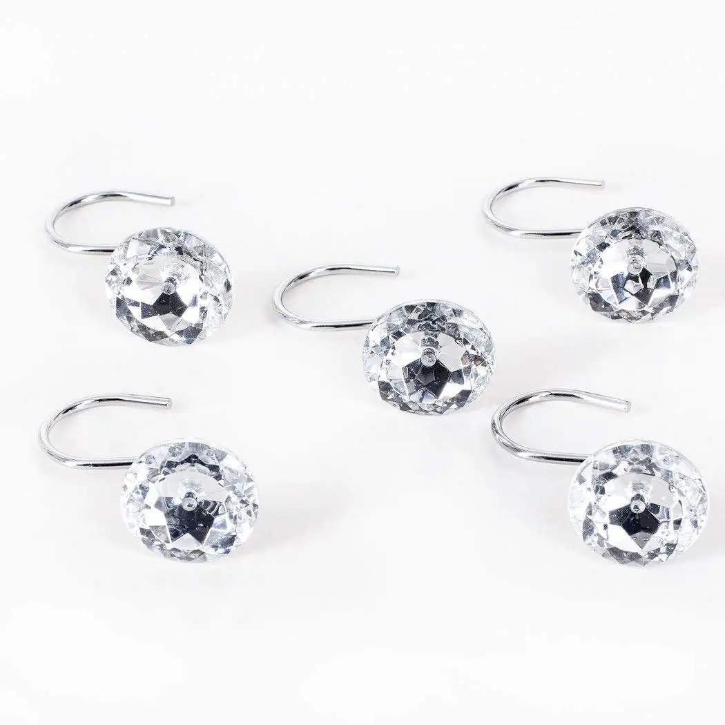Shower curtain Bling hooks Rings Acrylic Decorative Rhinestones Glass