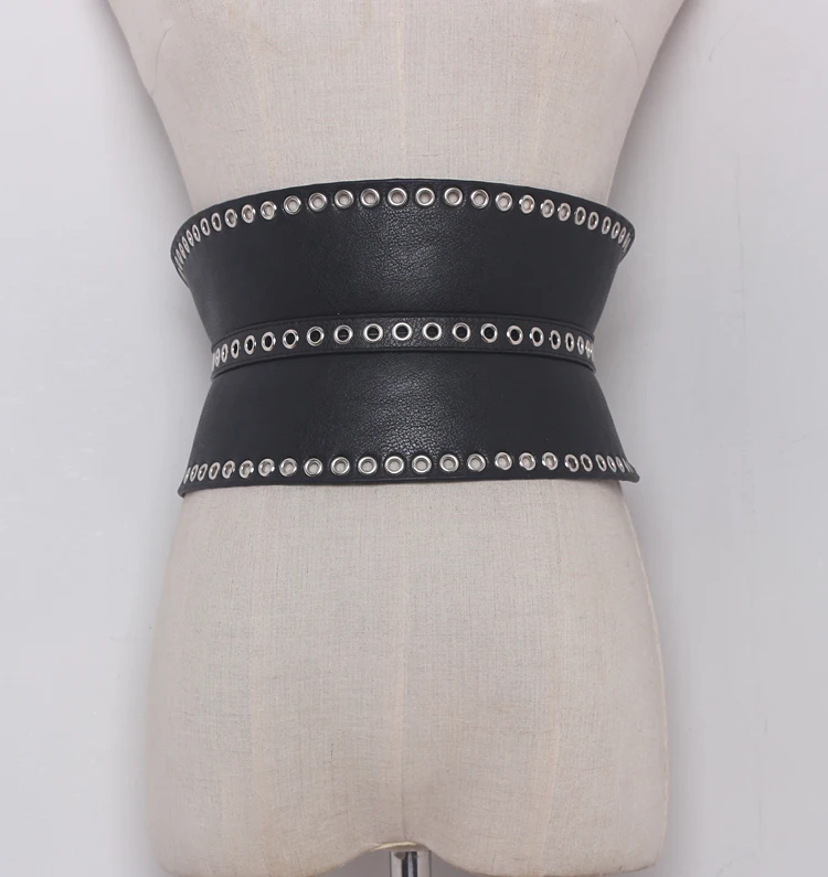 

Women's runway fashion vintage PU leather Cummerbunds female Dress coat Corsets Waistband Belts decoration wide belt R1164