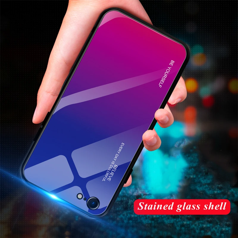 

Colorful Gradient Tempered Glass Case For iPhone X XS MAX Phone Cover For iPhone 7 8 Plus 6 6S Coque Coque Capa