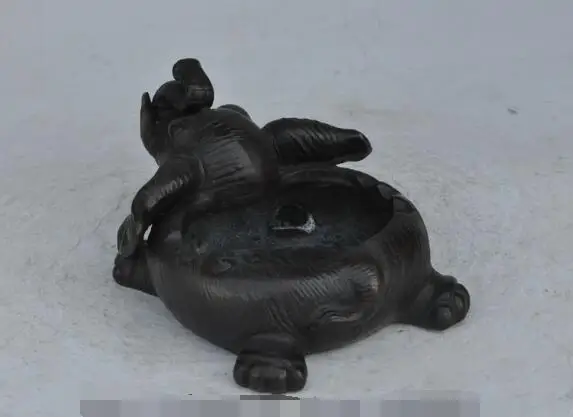 

S3283 6" china chinese fengshui bronze animal elephant lucky statue Ashtray pen wash