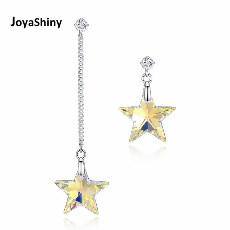 

Joyashiny Original Crystal From Swarovski Star Pendant Drop Earrings Asymmetric Hanging Pendientes Jewelry For Women Party Gift