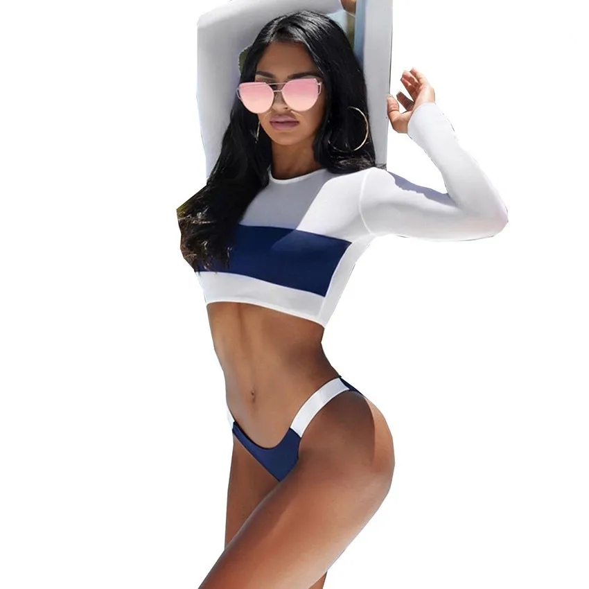 

Long Sleeve Swimwear Women Two Pieces Swimsuit Push Up Bikini Set Swim Wear For Women Mesh Bathing Suit Summer Beachwear
