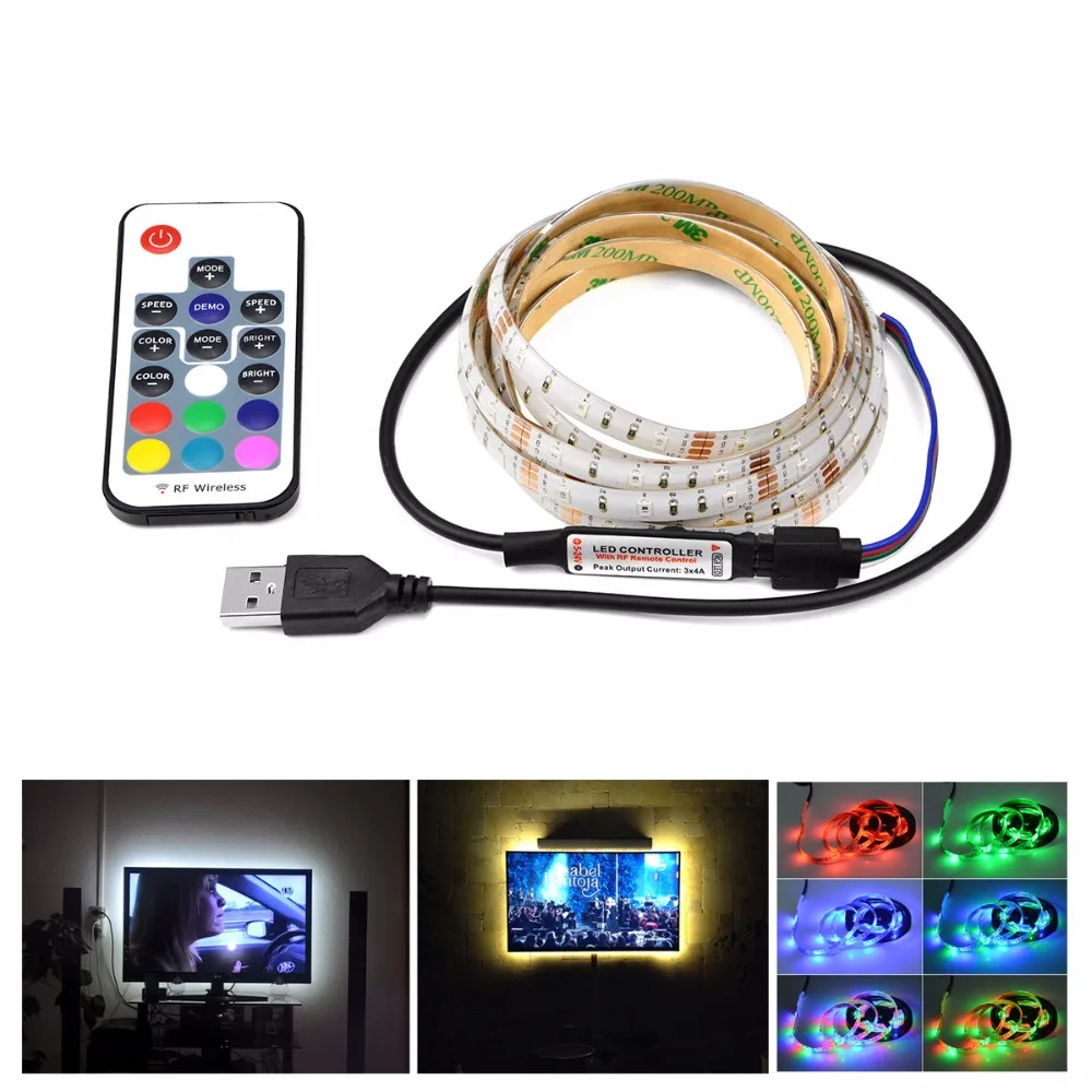 DC 5V USB charger RGB LED strip light 2835 SMD USB cable led light RGB LED lamp RF RGB remote
