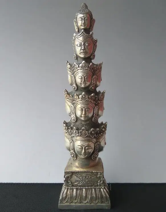 

Exquisitely carved Tibet Silver 11 Kwan-yin Head Antiques collection statue