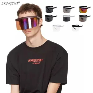 Oversize Shield Visor Sunglasses Flat Top Sunglasses Mono Mirrored Lens Large Sunglasses With UV Protection Driver Goggles Plus