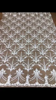 

5yards/bag ZC99# White embroidery flower pattern French lace high-grade fabric used for wedding dress dinner