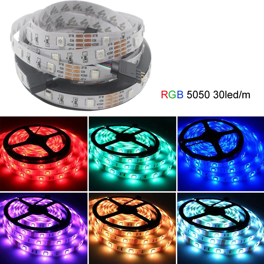 Светодиодная лента RGB RGBW SMD 5050 водонепроницаемая гибкая светодиодная Диодная DC12V 5