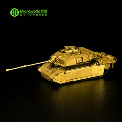 MICROWORLD 3D металлическая головоломка Challenger главный боевой танк сборка военный автомобиль золото и серебро DIY Весы Модель игрушки
