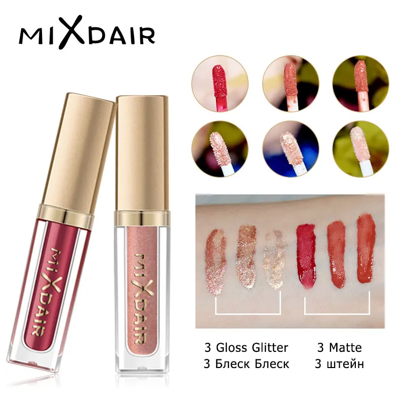 MIXDAIR Матовая Жидкая Помада 6 Шт. / Компл. Блеск для губ глаз Shimmer Face Nude Макияж Маркер
