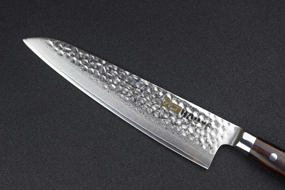 HAOYE 8,5 дюйма японский Дамаск vg10 стали нож шеф-повара гьюто кухонные ножи кованые молотком Классический Полный Тан ручка Rosewood