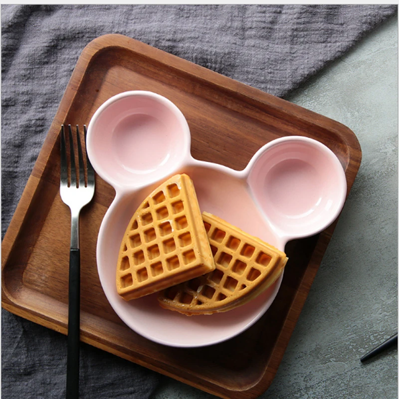 8 pulgadas porcelana de dibujos animados Mickey forma placa vajilla creativa plato de aperitivos de cerámica plato de comida 2 color|tableware dish|food dishshape plates - AliExpress - Platos increíbles para tu mesa