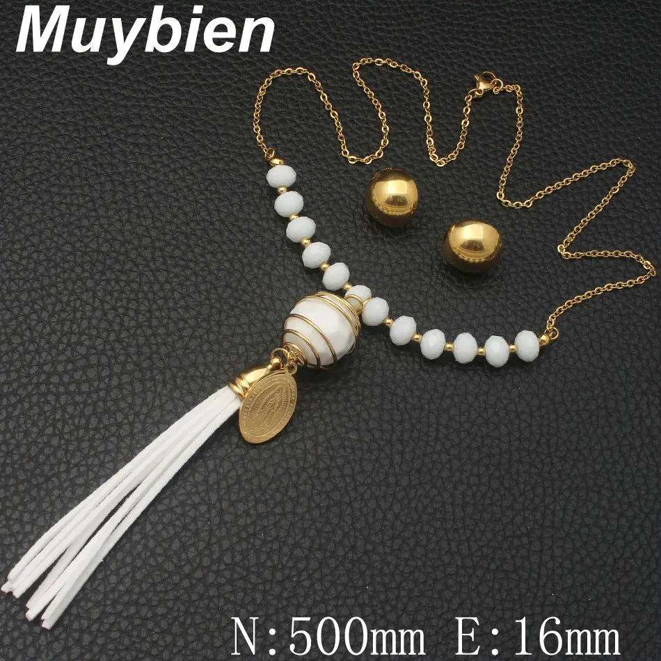 Muybien дизайн простой нержавеющей стали золотого цвета ожерелье и серьги Ювелирные наборы для женщин SEUJBXBJ