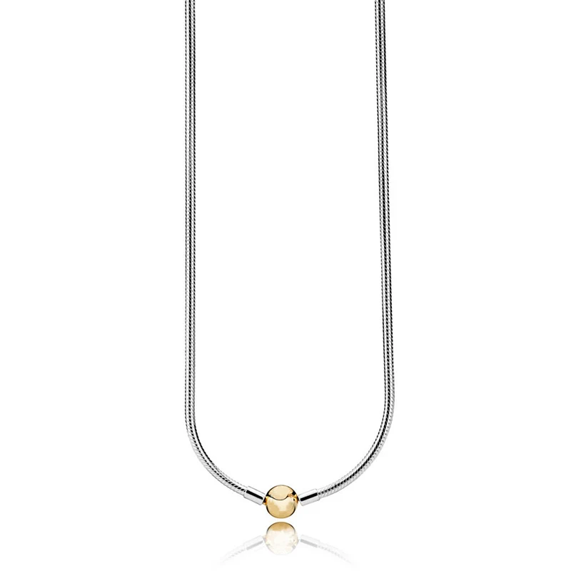 

Unique Design 925 Sterling Silver Golden Color & Sterling Silver Snake Chain Necklace Gift for Women Jewelry
