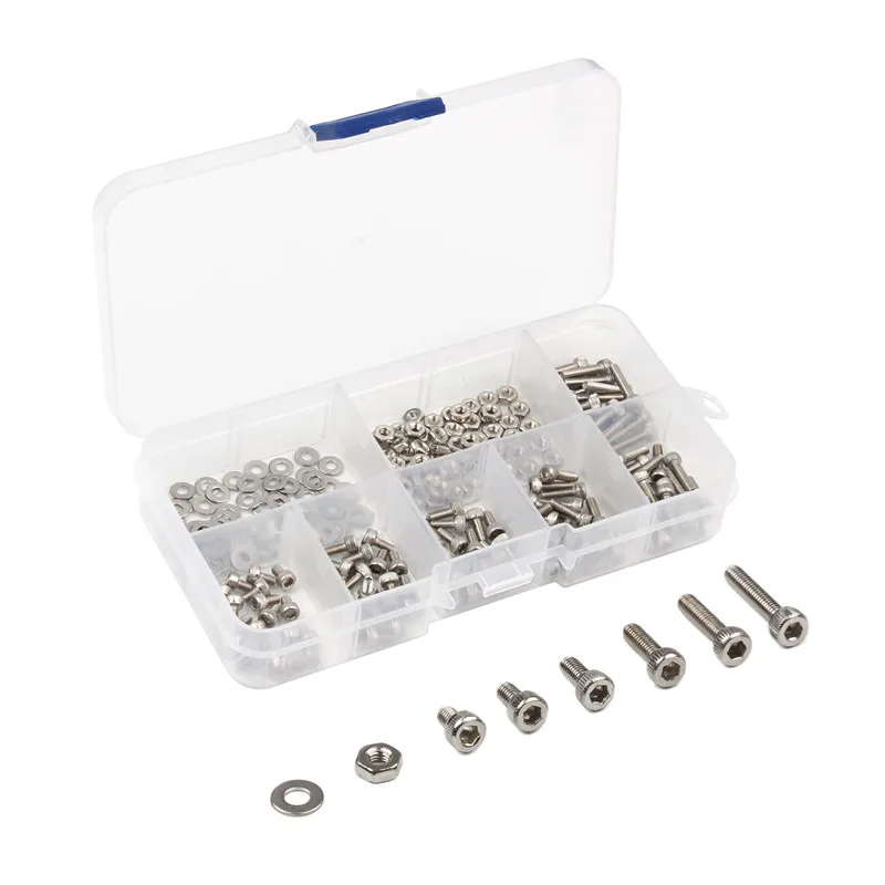 

250Pcs Assorted Kit DIN912 M2.5 304 Stainless Steel Hexagon Socket Head Cap Screws Bicycle Hex Bolts