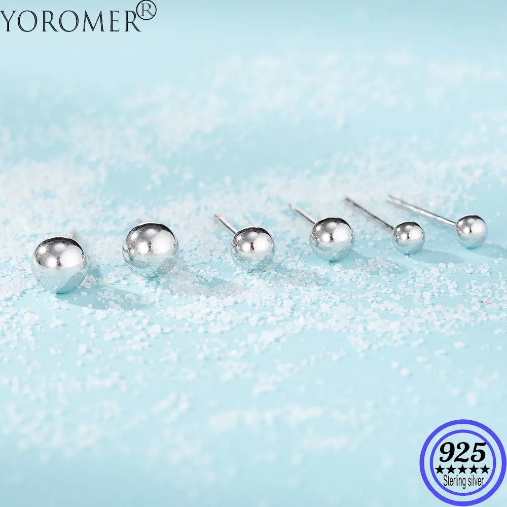 Joromer 925 стерлинговые серебряные серьги ювелирные изделия круглые гвоздики в виде