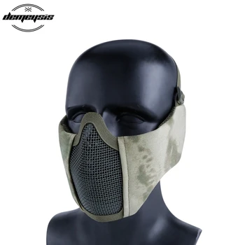 

Tactical Half Face Mask Metal Steel Net Mesh Mask Hunting Protective Guard Mask Airsoft Ear Protection Mask
