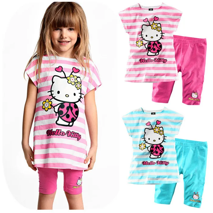 New Arrival Fashion Summer Toddler Girls Clothing Set Dress+short Pants