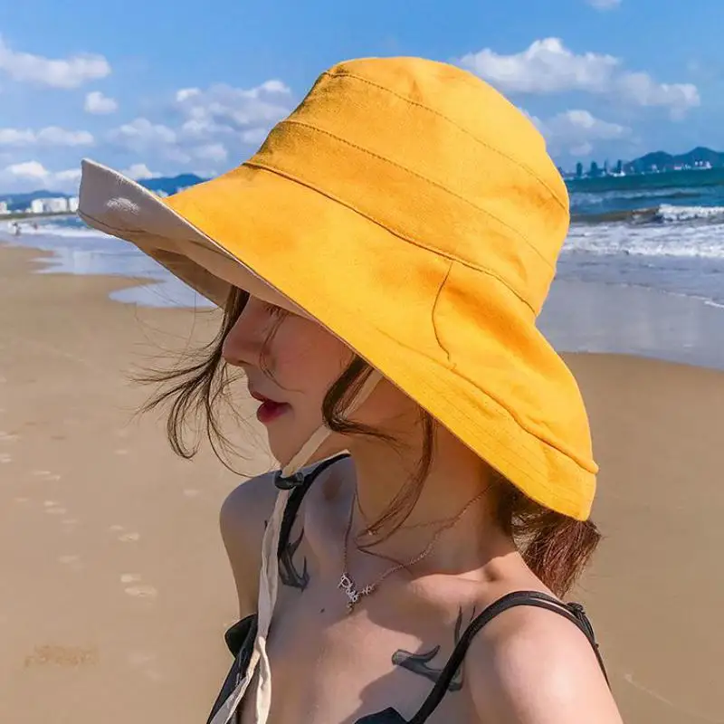 Sun hat Mens hat Orange Japanese style bucket cotton hat with laces Womens hat Custom summer hats Bucket summer hats