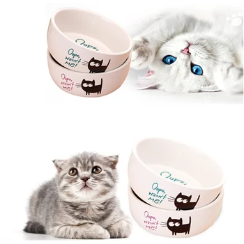 

New Cute Baby Cat Bowl Pet Food Utensils Cartoon Water Bowl Dog Bowl Ceramic Eating Drinking Bowl Cat Dog Universal Feeders