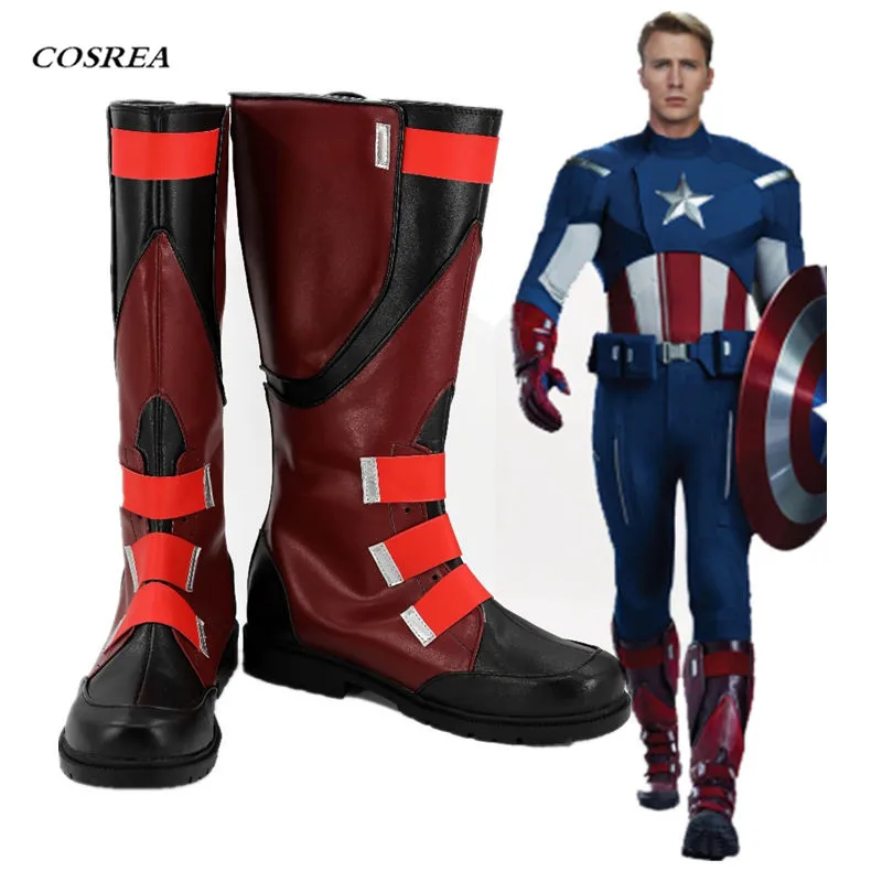 

COSREA Superhero Movie The Avengers Infinity War Captain America Steve Rogers Cosplay Boots Shoes Halloween Party For Man
