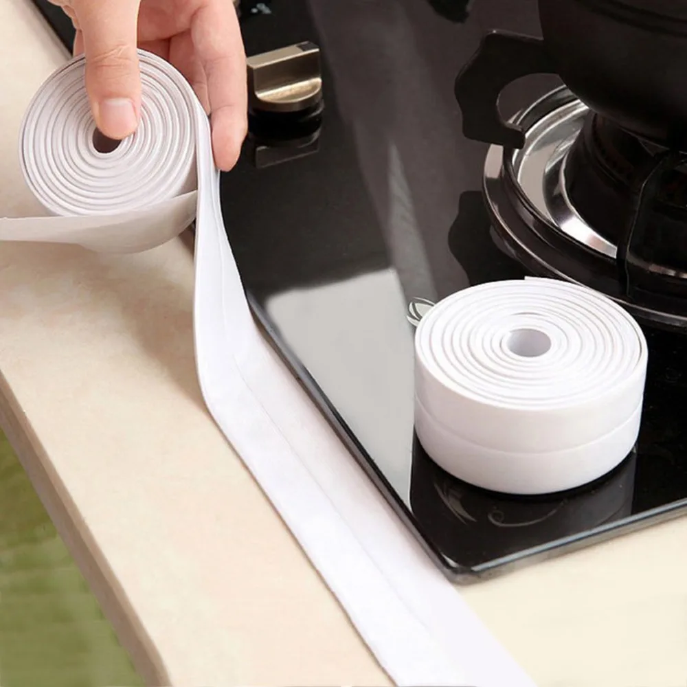 

White Mildewproof Wall Caulk Tub Surround Sealer Trim Waterproof Mold Proof Self Adhesive Tape Kitchen Bathroom Toilet Sealant