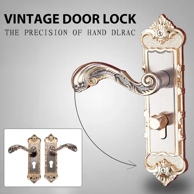 1 Set Vintage Door Lock European Style Retro Bedroom Handle 1 Set Vintage Door Lock European Style Retro Bedroom Handle Interior Anti Theft