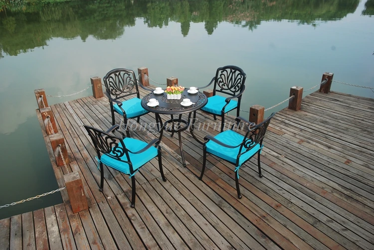 Patio Cast Aluminum One Table Four Chairs Set Furniture Sale With