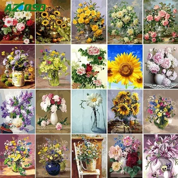 

AZQSD Diamond Painting Flower Series Full Square Drill Handmade Gift Diamond Embroidery Floral Handicraft Home Decor 5D DIY