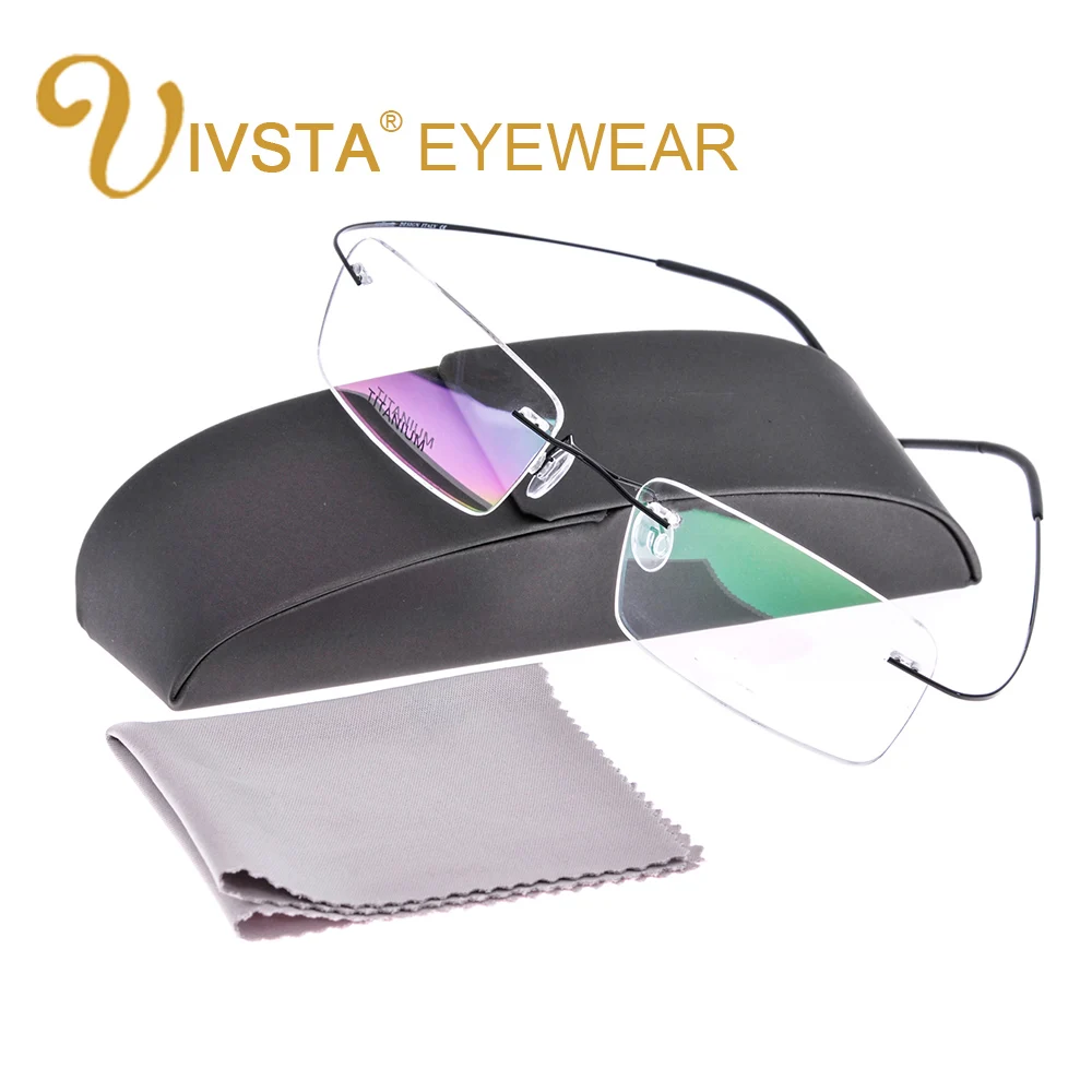 

IVSTA with Original Case Titanium Glasses Men Frame Titanium Eyeglasses Rimless Optical Frame Women 1050 Brand Logo Prescription