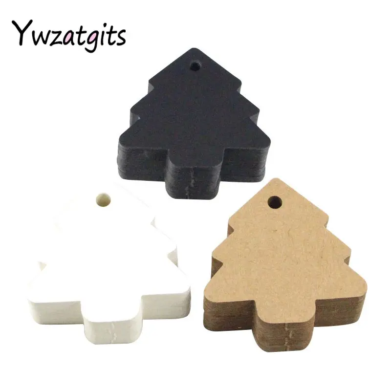 

ywzatgits 24pcs/lot 5.5*5.4cm Christmas Tree Kraft Paper Gift Hang Tags Label Price Tags For Clothing Packaging Labels YI0907