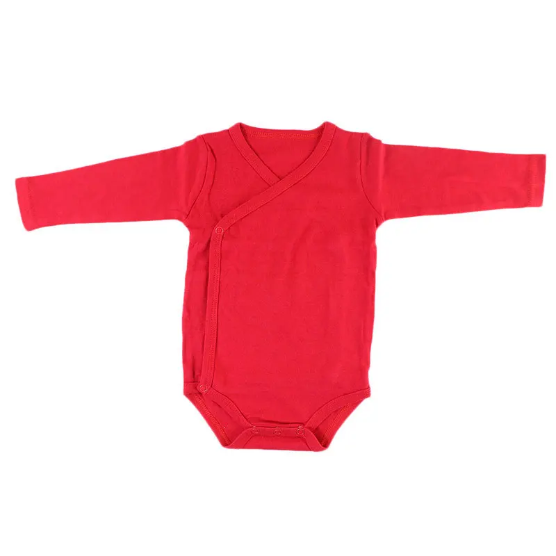 100% Organic Cotton Newborn Clothes Solid Color Simple Baby Boys Girls Long-Sleeve Side-Snap Romper Jumpsuit