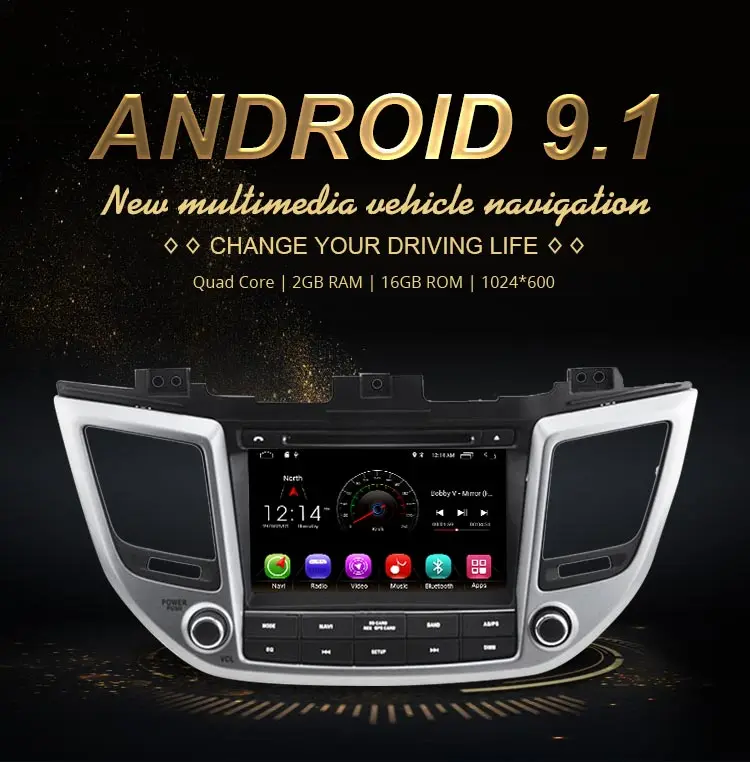 Perfect JDASTON Android 9.1 Car DVD Player For Hyundai Tucson/IX35 2015 2016 2017 Multimedia GPS Navigation 2 Din Car Radio Audio WIFI 1