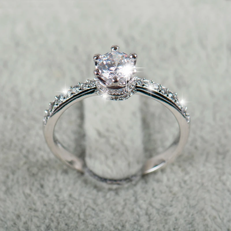 

YANHUI 2017 NEW Design Fashion Ring Jewelry Luxury Women Engagement Ring 925 Sterling Silver 5A Zircon Wedding Crown Rings R050