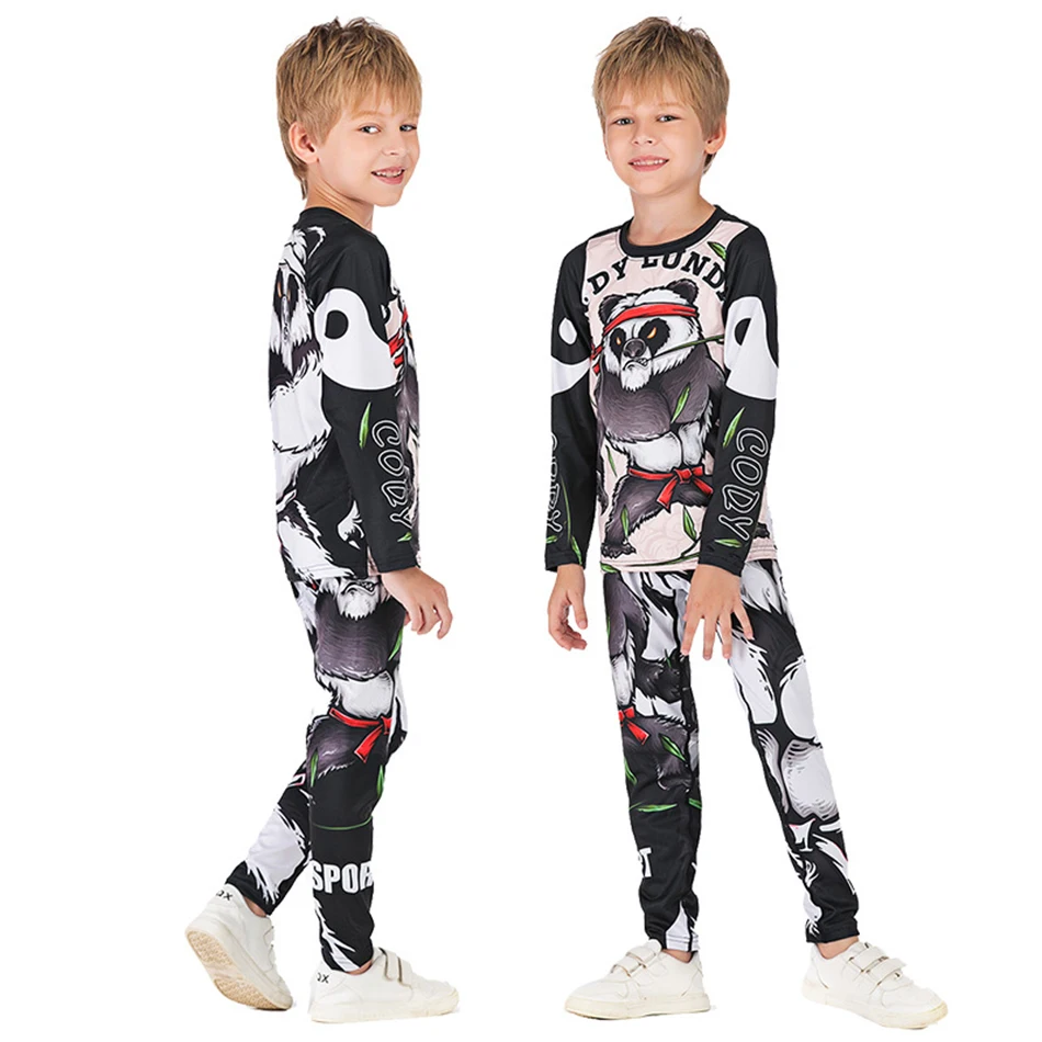Детские Майки для ММА бокса, компрессионная футболка ММА+ штаны, Рашгард Jiu Jusit, облегающие брюки с длинными рукавами, детский спортивный костюм для ММА