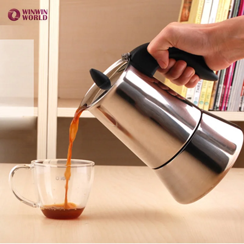 High Quality 4/6 Cup Stainless Steel Moka Espresso Coffee Maker Italian