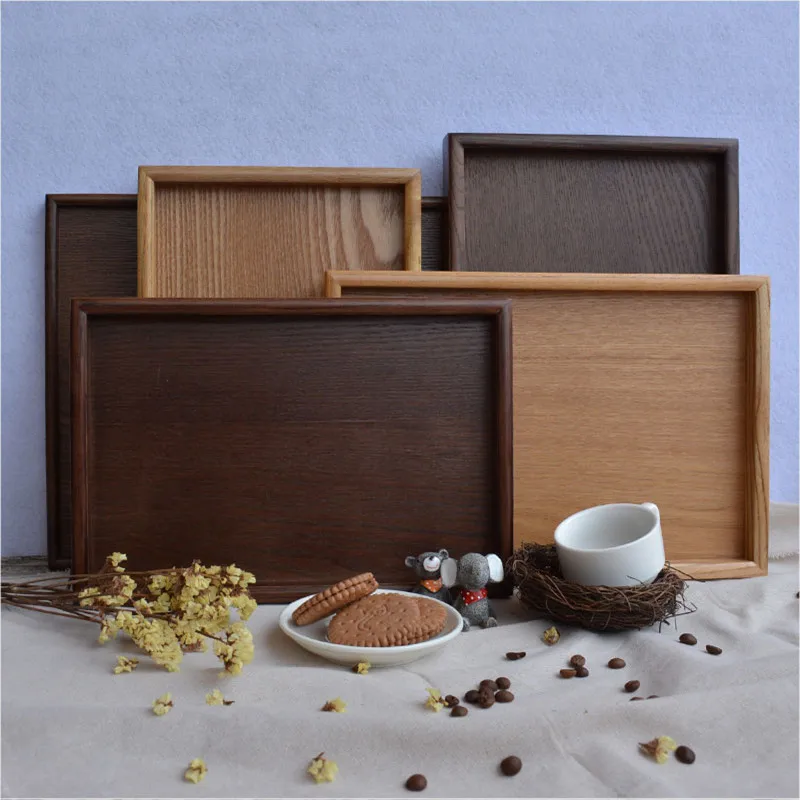 

Japan Style Dinner Plates Serving Trays Wooden Rectangl Fruit Tray Hotels Tray Wooden Dish Dinnerware Set Dishes Straight5 Sizes
