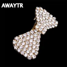 AWAYTR 2017 Romantic Silver/Gold Crystal Hair Clips Tiara for Womon/Girls Wedding Small Bowtie Hairpins Hair Accessories Gift