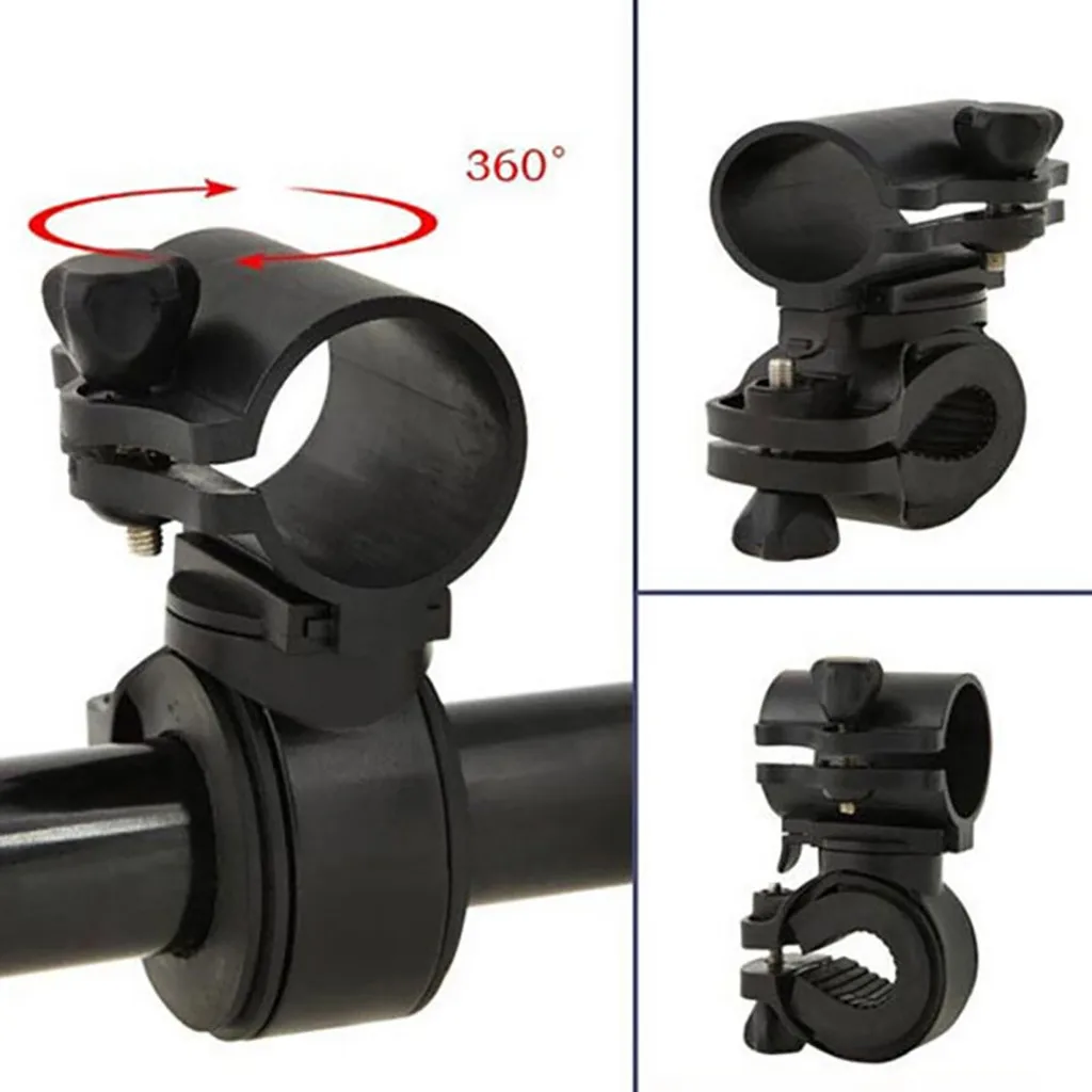 

2019 Mount Cycle Bicycle Torch Clip Front Light Bracket Flashlight Holder 360 Rotation With antiskid rubber gaskets #YL10