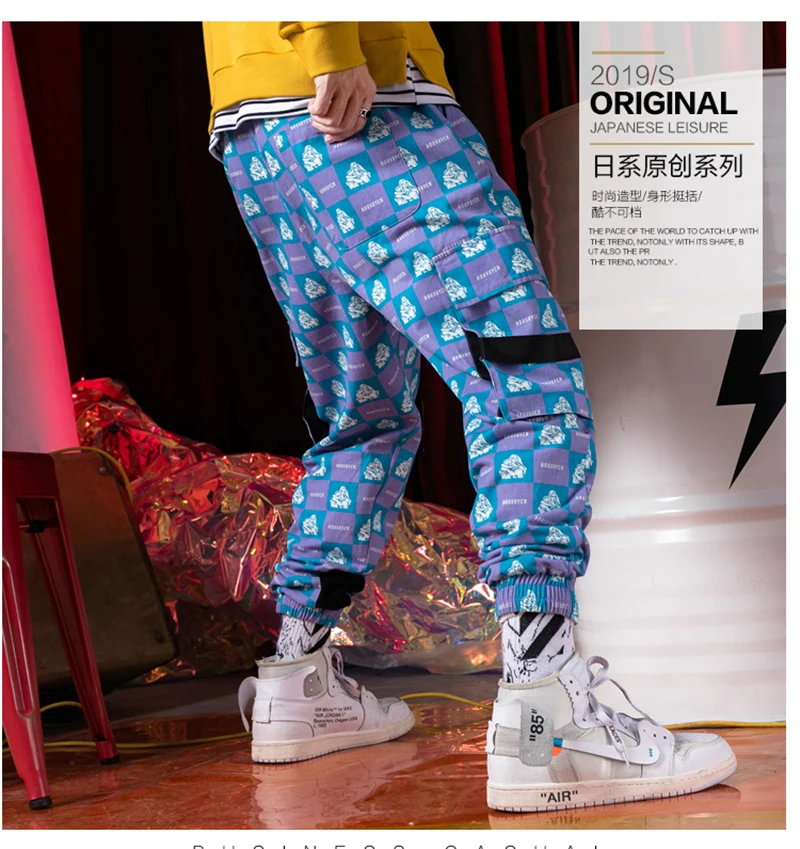Purple Skateboard Color Pants Men Cotton Camo Hip Hop Fashion Cargo Pants  (12)