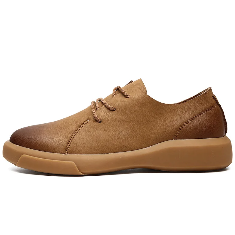 Мужские кожаные туфли; сезон весна-осень; повседневная обувь; мужские ботинки; прогулочная обувь; chaussure homme; модная обувь из натуральной кожи размера плюс - Цвет: Brown