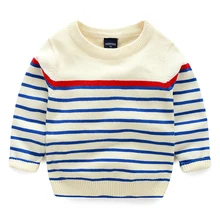 Г. Весна, осень, зима, от 2 до 10 лет, рождественский подарок, вязаный школьный цветной свитер в полоску с круглым вырезом в стиле пэчворк для маленьких мальчиков